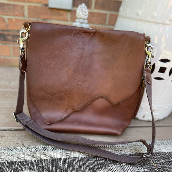 Unique handmade vintage Large leather tote/ crossbody bag - Picture 3 of 16